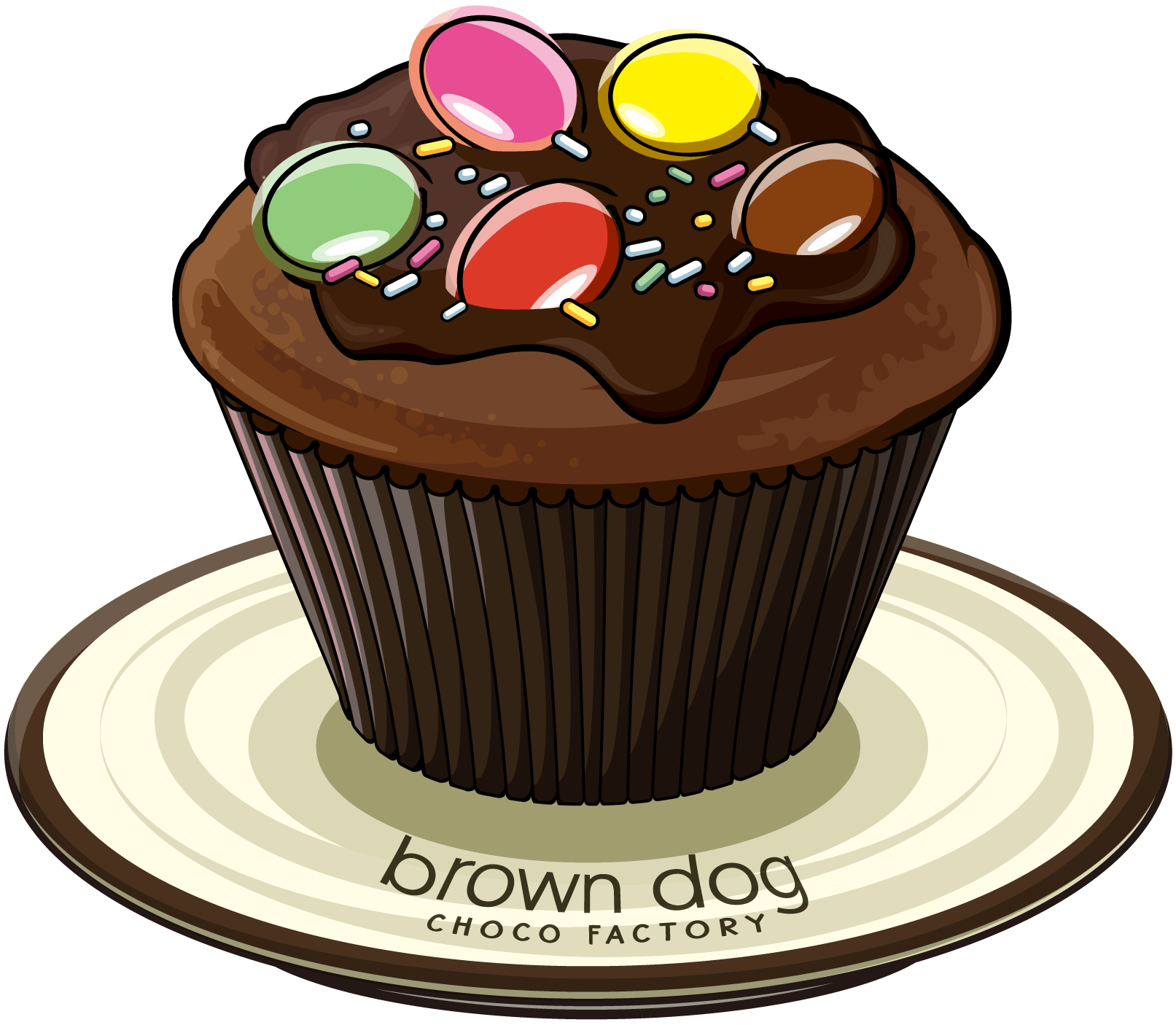 マーブルチョコを飾ったカップケーキ